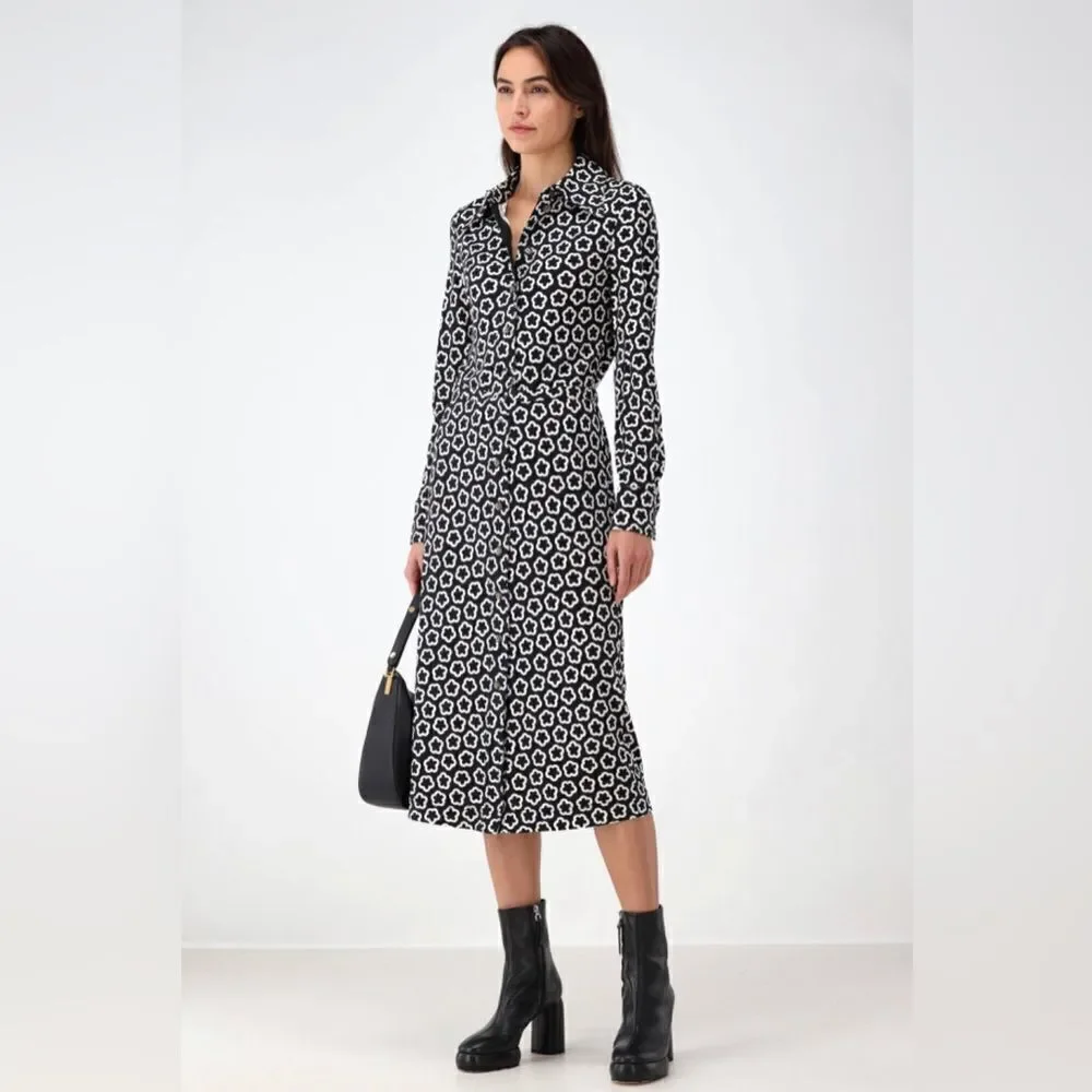 Tory Burch floral-print midi shirtdress size 12